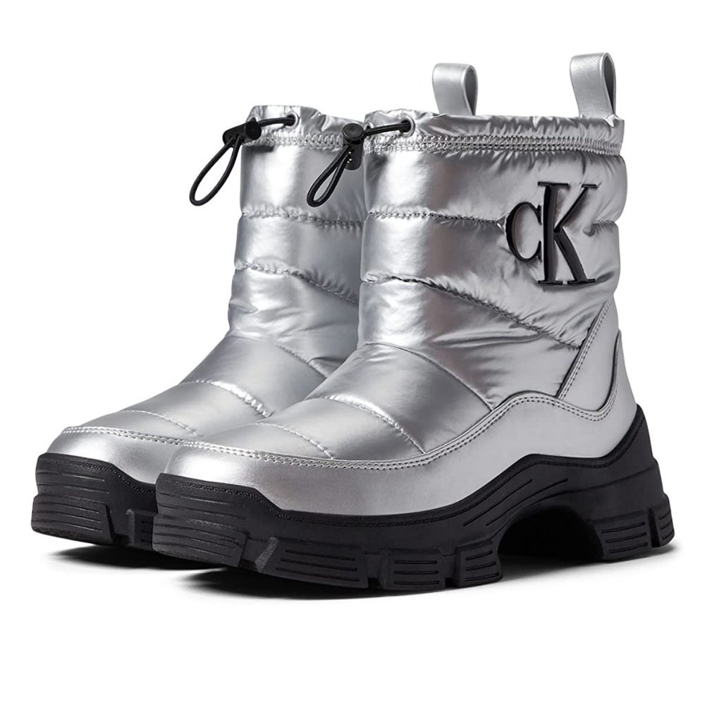 Calvin Klein Delicia Puff Boot Silver Women's Size 10 New In Box